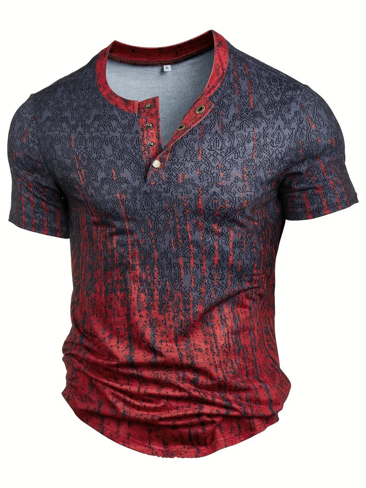 Frank | Stilfuld Patchwork Print Henley Skjorte