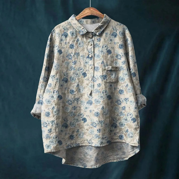 Liesa™ | Vintage Blomstret Skjorte med Knapper