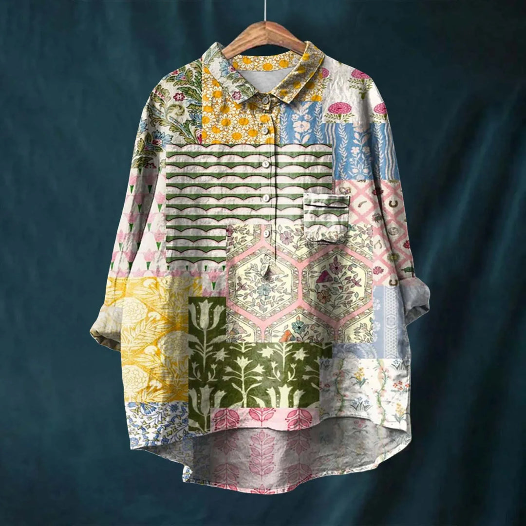 Liesa™ | Vintage Blomstret Skjorte med Knapper