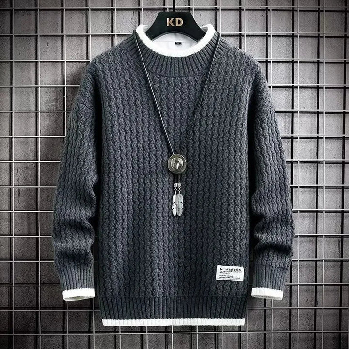 Adrian | Farveblokket Kabelstrikket Turtleneck