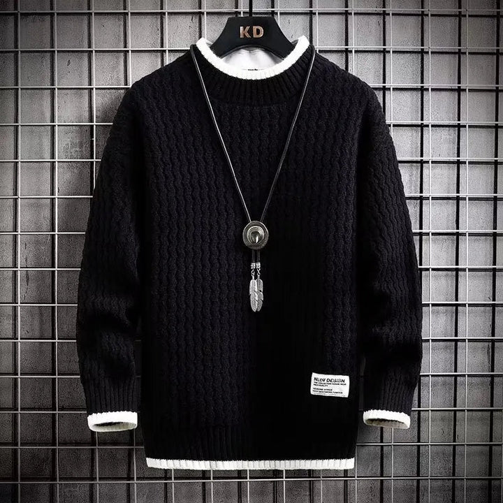 Adrian | Farveblokket Kabelstrikket Turtleneck
