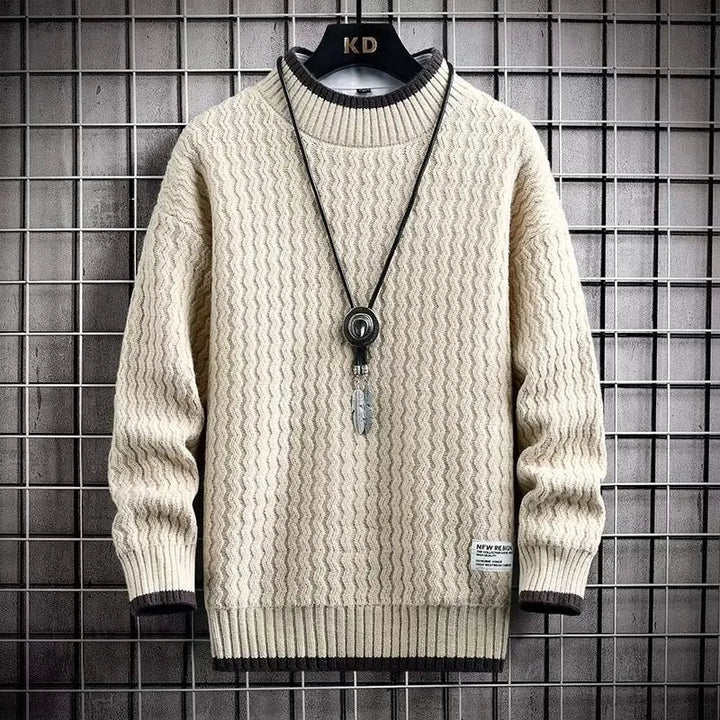 Adrian | Farveblokket Kabelstrikket Turtleneck