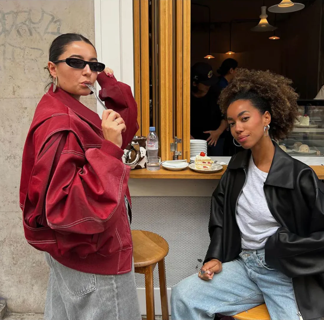 Faye™ - Oversized Læderjakke