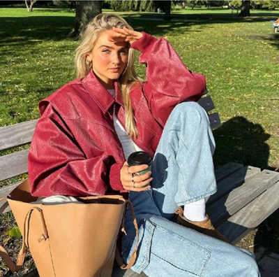 Faye™ - Oversized Læderjakke
