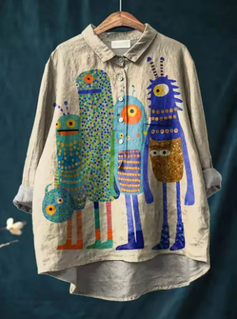 Anne® | Bluse med monsterprint