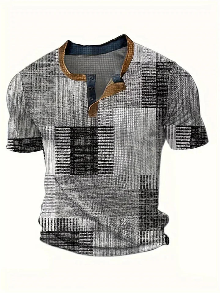 Frank | Stilfuld Patchwork Print Henley Skjorte