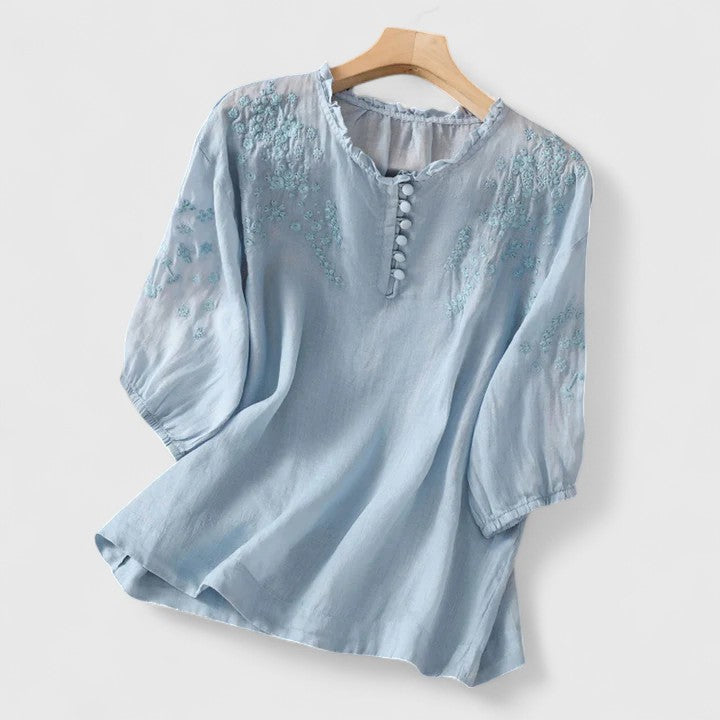 Anne™ | Elegant Broderet Sommerbluse