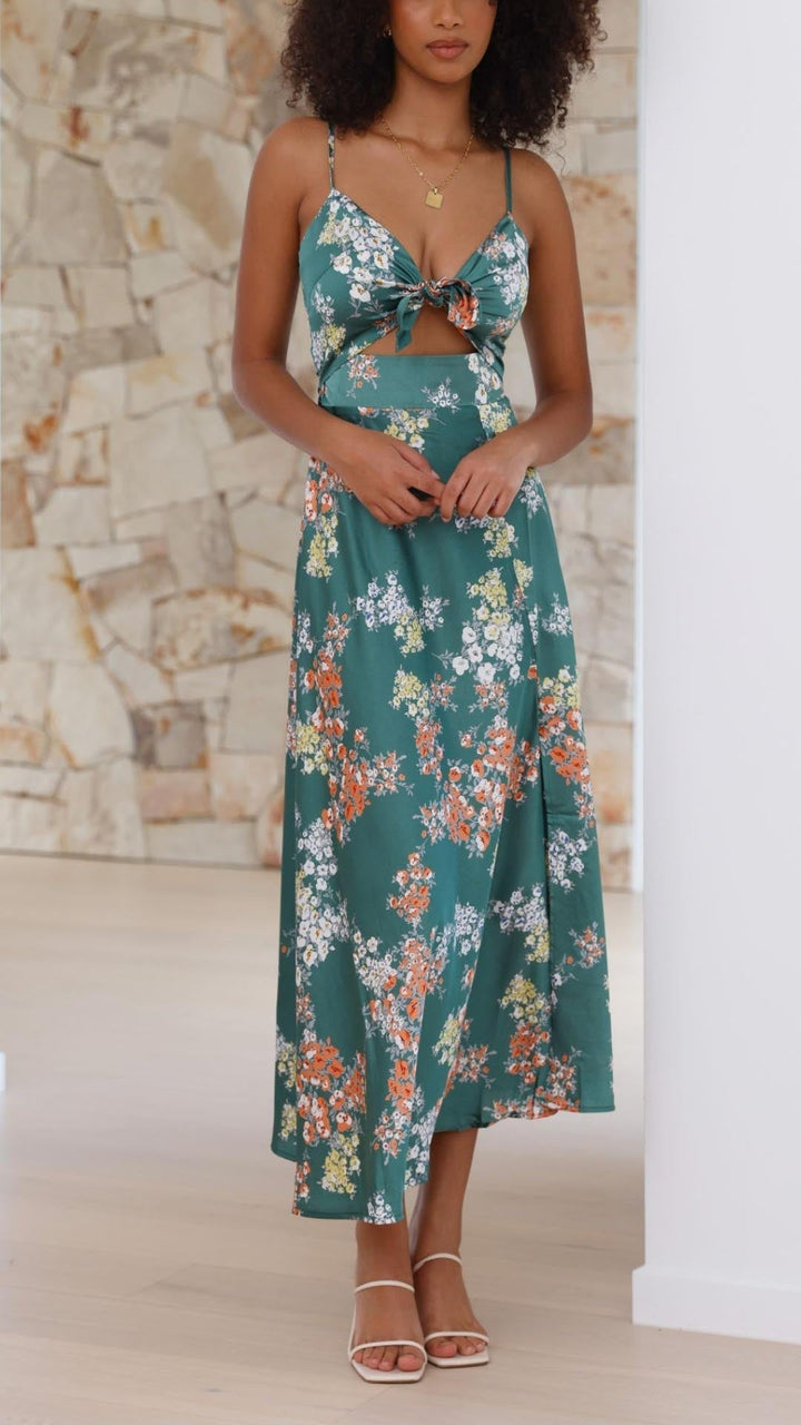 SATIN FLORAL DRESS