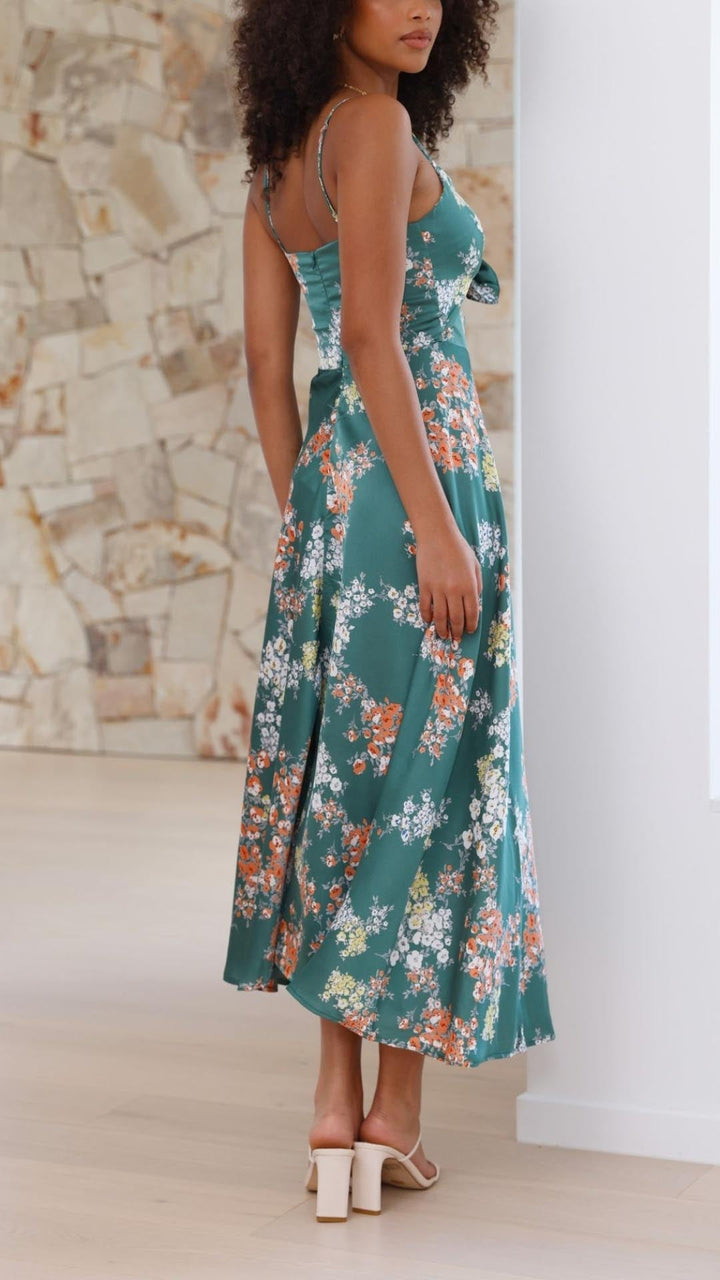 SATIN FLORAL DRESS