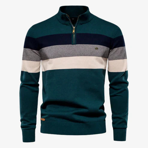 Rolf |  Stribet sweater med kvart lynlås
