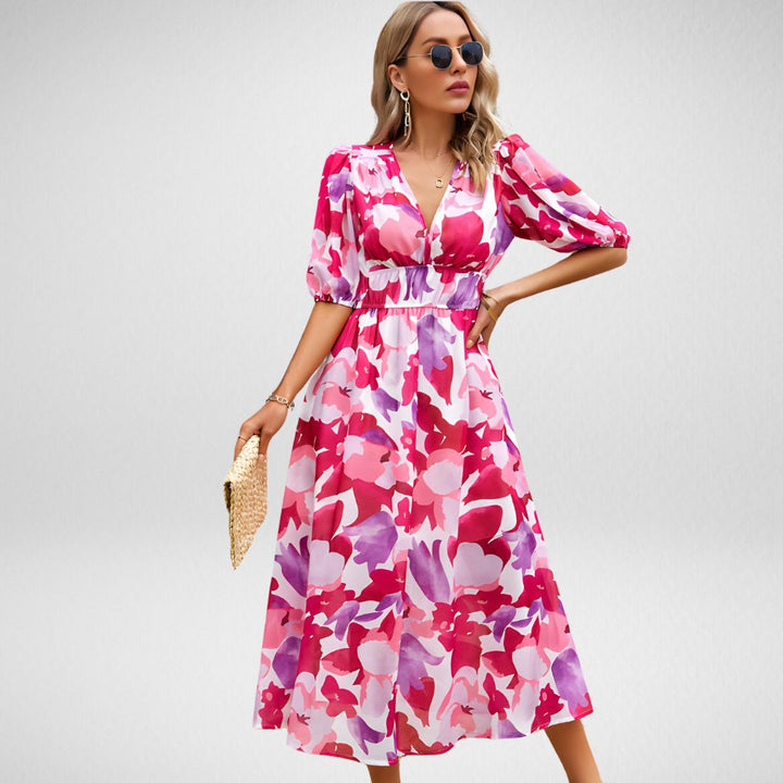 Irmelin | Stilfuld Geometrisk Print Kjole