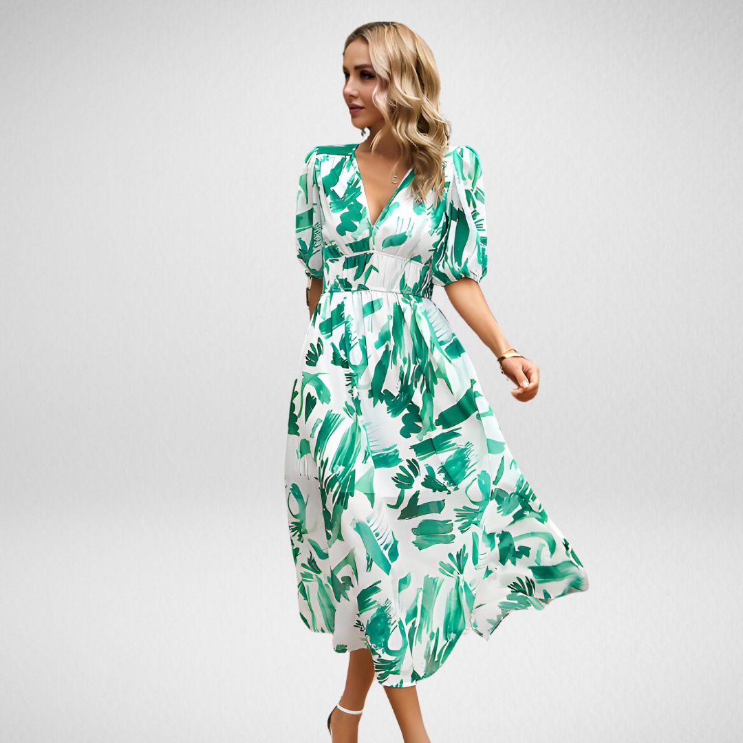 Irmelin | Stilfuld Geometrisk Print Kjole
