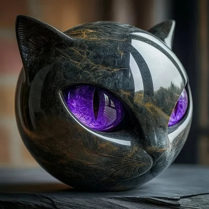 NyxCharm I Mystisk sort kattehovedskulptur
