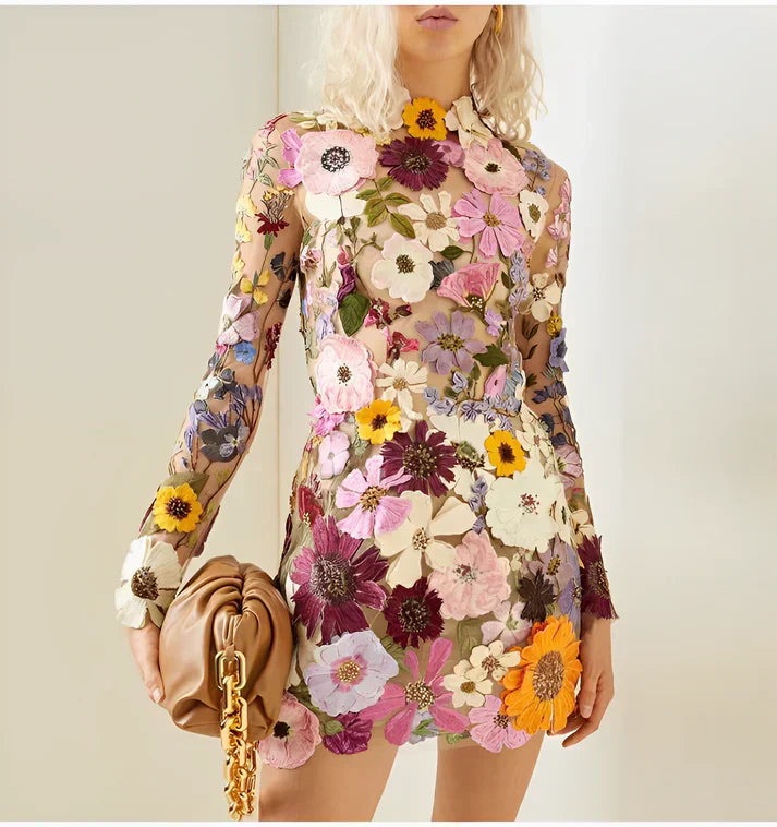 Solveig | Stilfuld Floral Mini Kjole