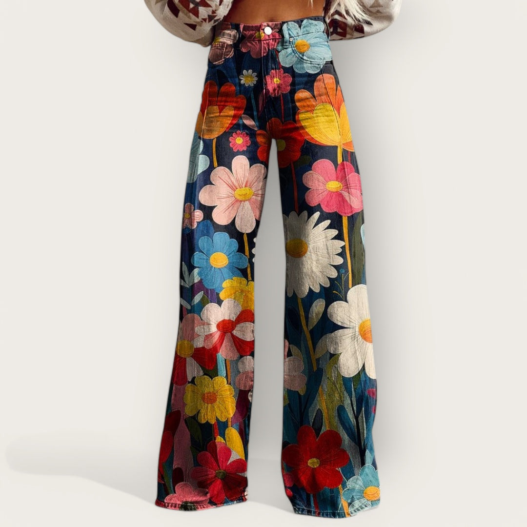 Sophie| Stilfulde Wide-Leg Farverige Bukser