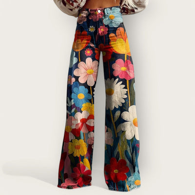 Sophie| Stilfulde Wide-Leg Farverige Bukser