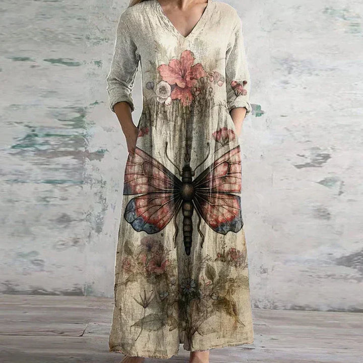 Kristen | Farverig Patchwork Blomsterkjole