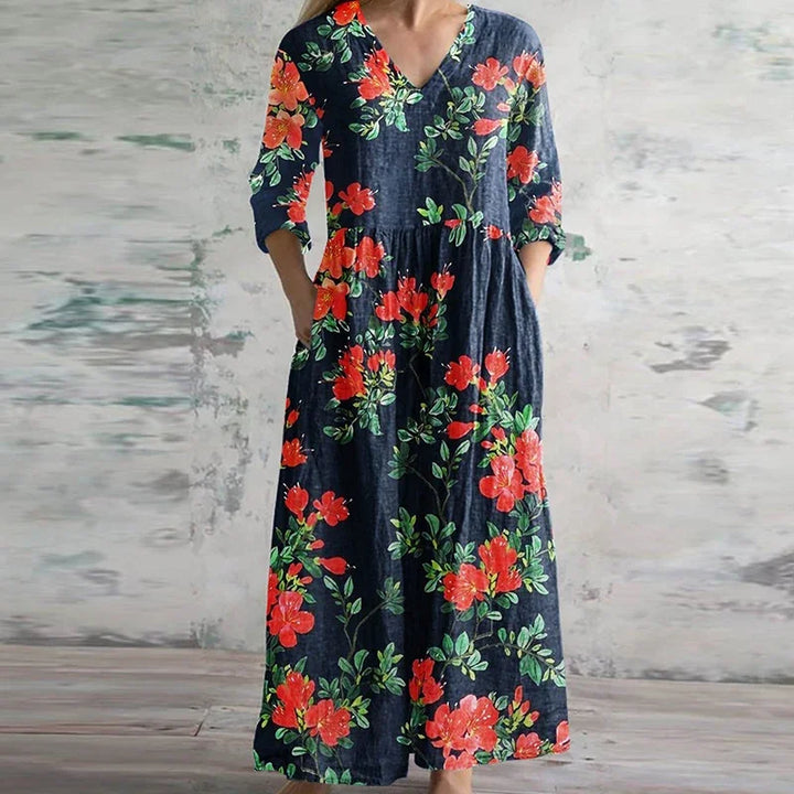 Kristen | Farverig Patchwork Blomsterkjole