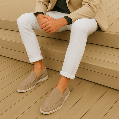 Elegante loafers i ruskind