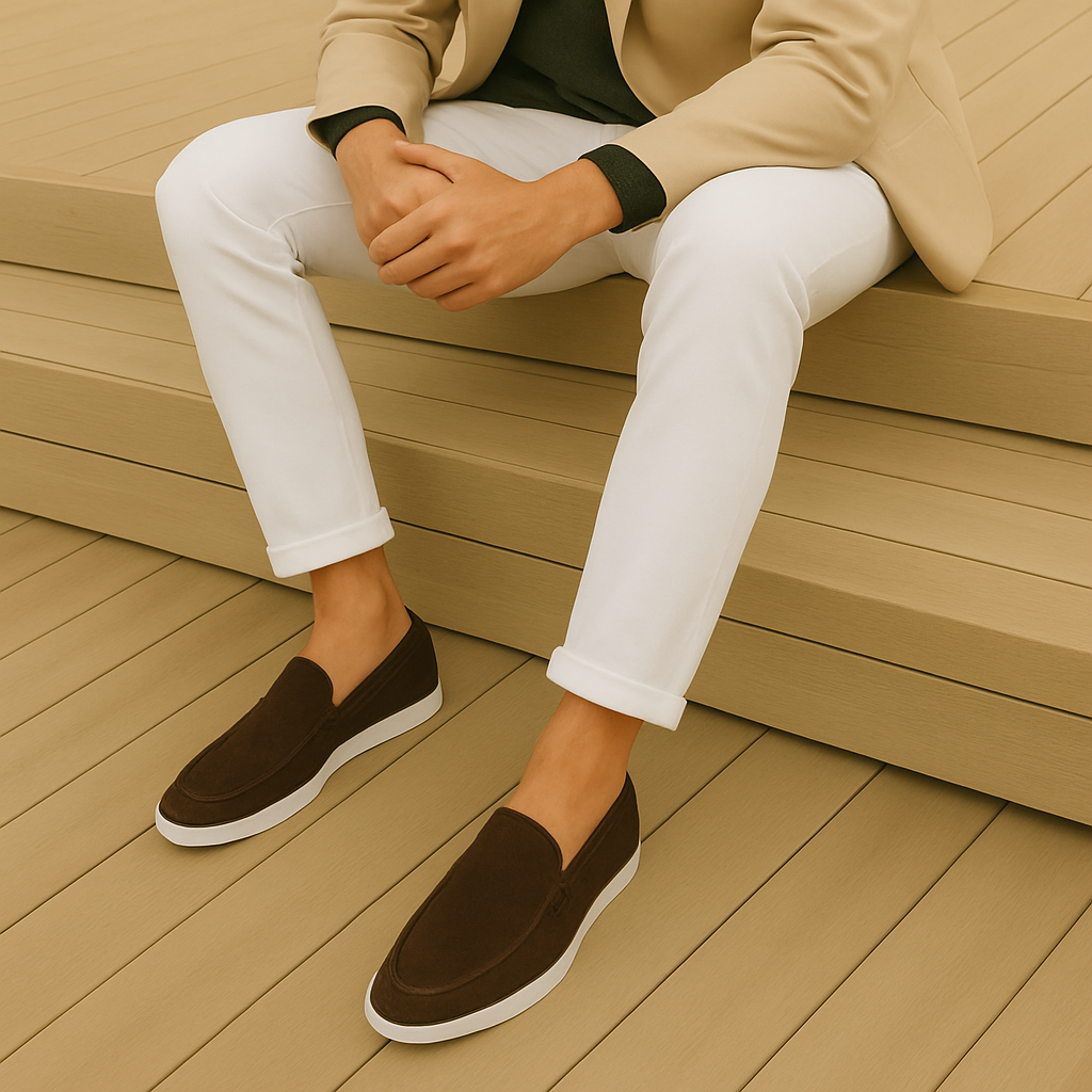 Elegante loafers i ruskind