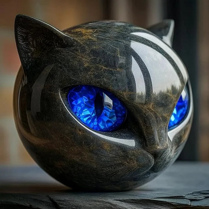 NyxCharm I Mystisk sort kattehovedskulptur