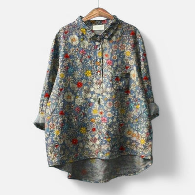Kiara | Stilfuld Løs Pasform Blomstret Bluse