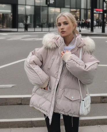 Silke | Stilfuld Pufferjakke med Pelskant