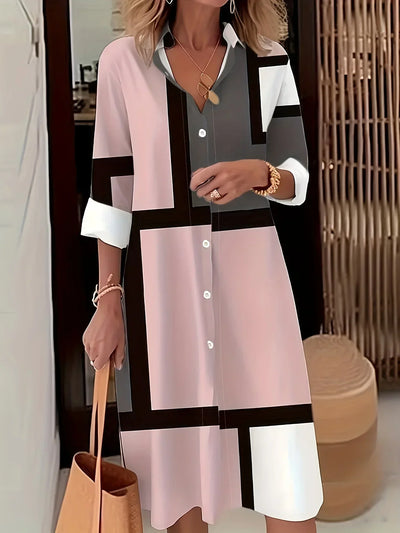 Margaritte | Geometrisk Print Skjortekjole