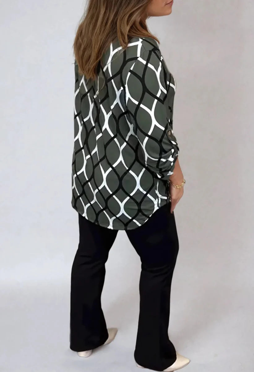Janne | Casual bluse med lange ærmer og elegant mønster