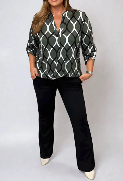 Janne | Casual bluse med lange ærmer og elegant mønster