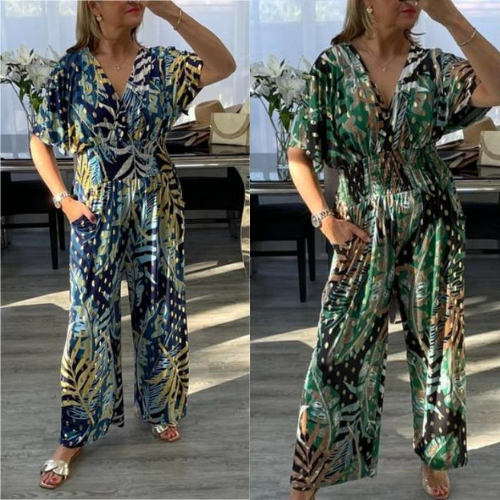 Solveig | Stilfuld Tropisk Print Jumpsuit
