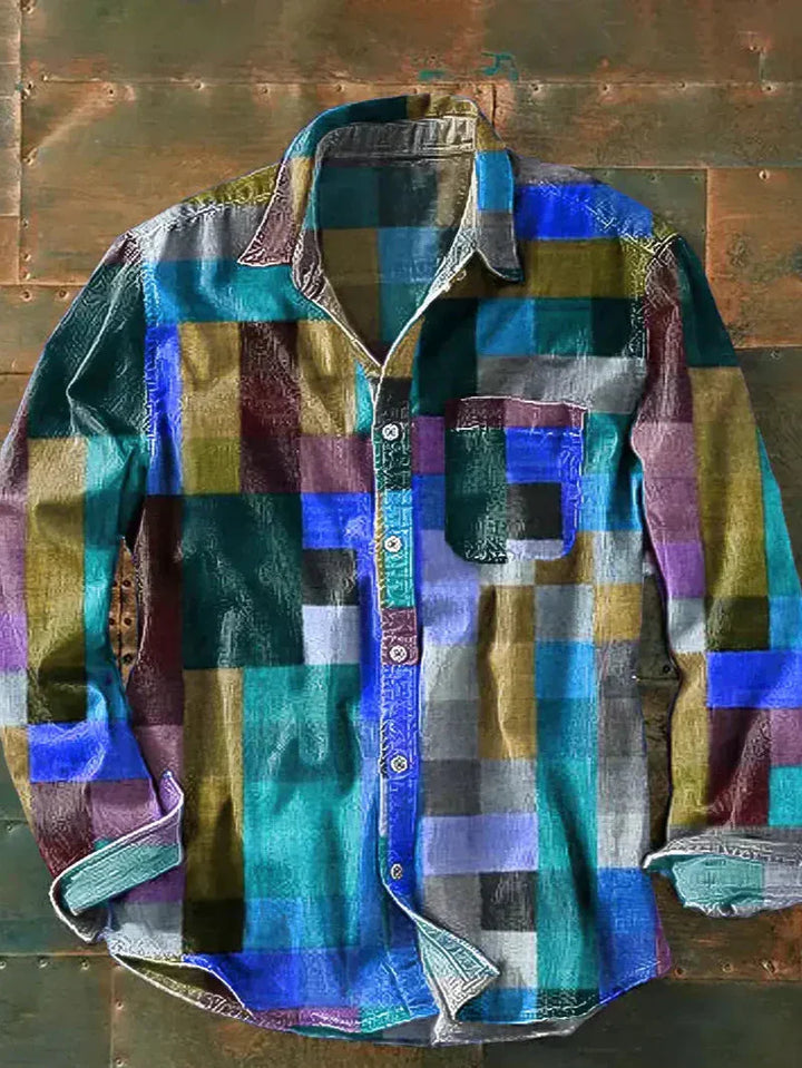 Abelard | Farverig Tartan Knap-ned Skjorte