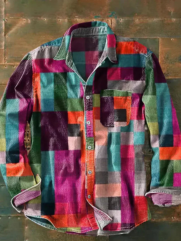 Abelard | Farverig Tartan Knap-ned Skjorte